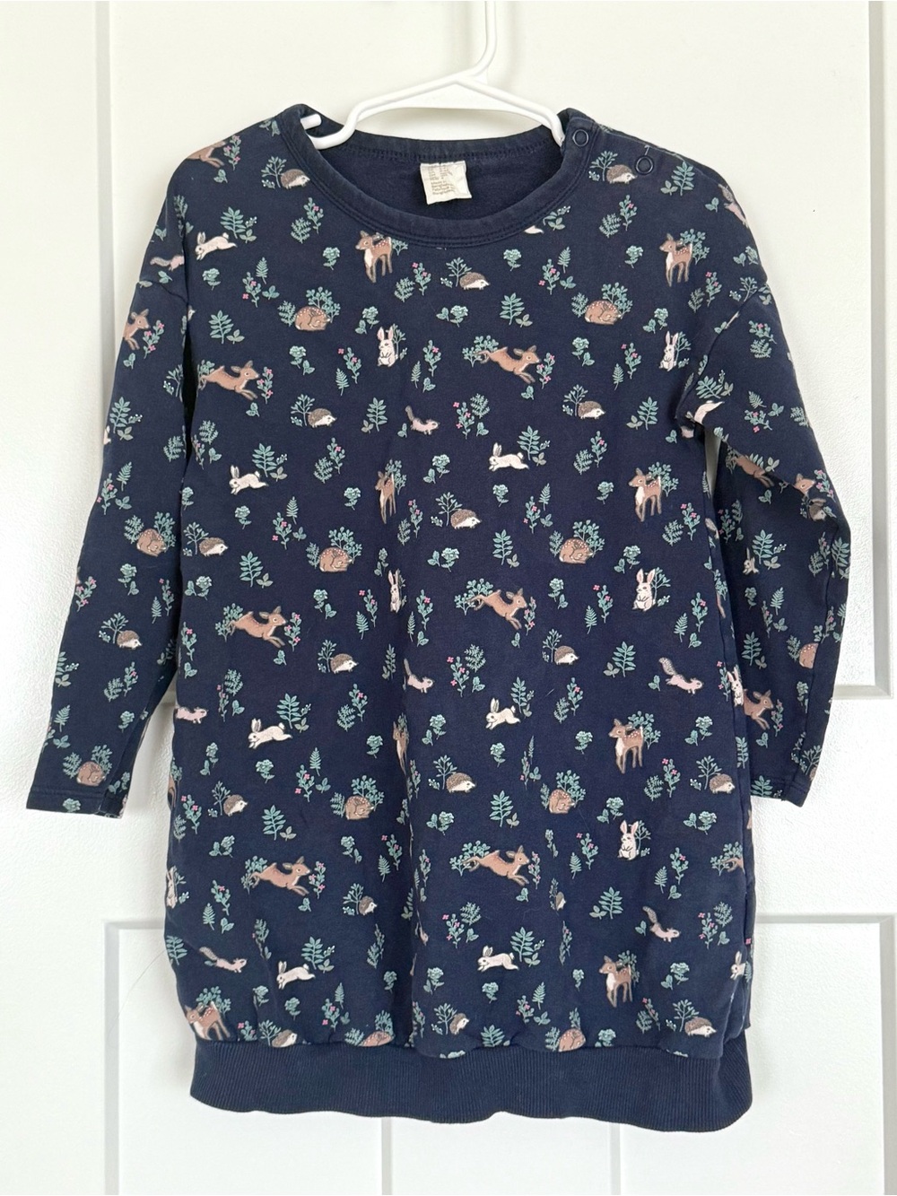 H&M Girls Navy Woodland Animal Sweatshirt Dress Size 3–4Y